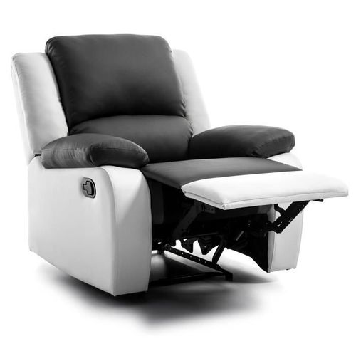 Relax Fauteuil Relaxation - Simili Blanc Et Gris - Style Contemporain - L 86 X P 90 Cm