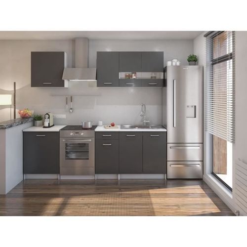 Extra Cuisine Complete Avec Plan De Traval L 240 Cm - Gris Mat