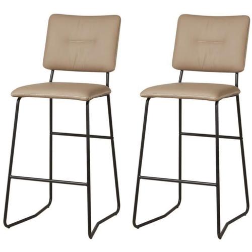 Tova Lot De 2 Tabourets De Bar - Simili Taupe - Contemporain - L 43 X P 41 Cm