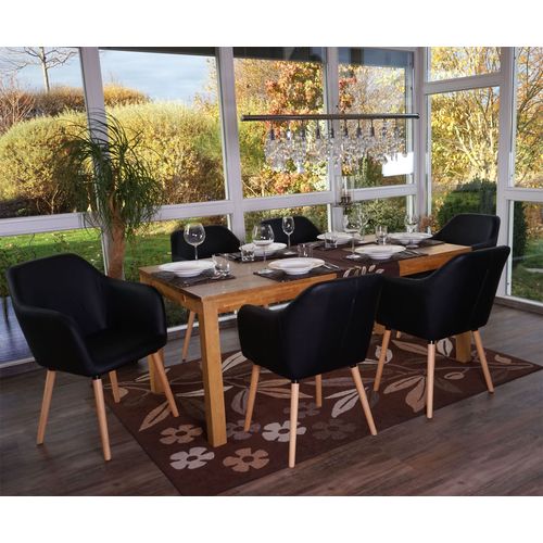 6x Chaise De Séjour / Salle À Manger Malmö T381, Style Rétro Des Années 50   Similicuir, Noir
