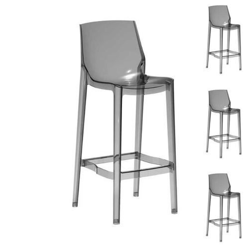 Quatuor De Chaises De Bar Transparent Fumé - Monzy