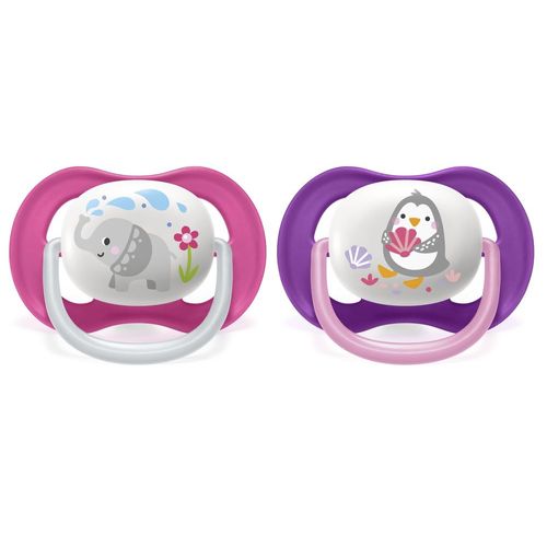 Lot De 2 Sucettes Ultra Aérées Tendance 6/18 Mois Pingouin Et Éléphant - Philips Avent