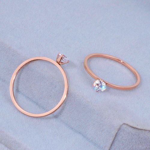 Bague De Fiançailles En Zircon Cubique Pour Femme, Anneau De Mariage Classique, Couleur Or Rose, En Acier Inoxydable, Vente En Gros, 2019, Wx036