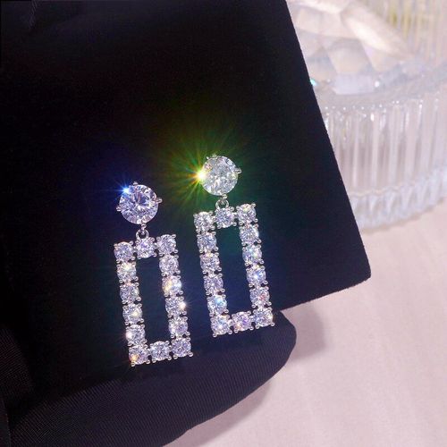 Boucles D'oreilles Brillantes En Cristal De Zircone Pour Femmes, Accessoires De Bijoux De Mariage, Simples, Carrés, En Pierre Cz, Tendance