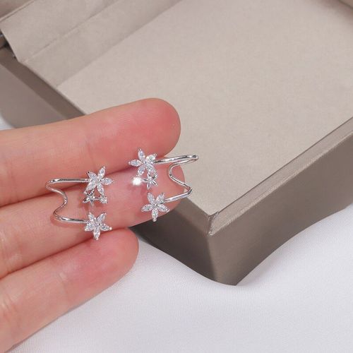 Boucles D'oreilles Coréennes Brillantes En Zircon Pour Femmes, Élégantes, Couleur Or Rose, Fleur, Bijoux De Fête De Mariage