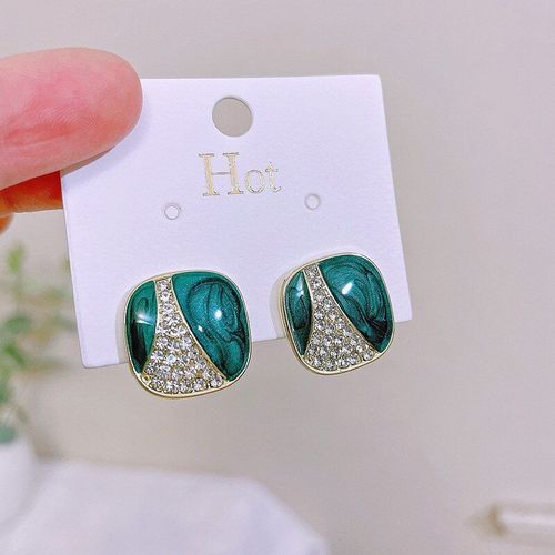 Boucles D'oreilles Géométriques Carrées Pour Femmes, Strass En Cristal, À La Mode, Pour Fête De Mariage, Bijoux Cadeaux De Noël, Nouvelle Collection
