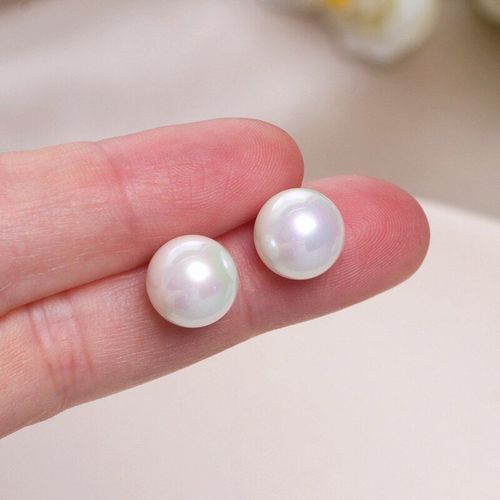 Boucles D'oreilles En Perles Blanches Pour Femmes, Élégantes, Classiques, De Qualité Supérieure, Bijoux En Perles De Coquillage, Cadeaux De Mariage, Tendance, 8mm, 10mm