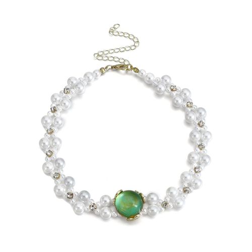 Collier Ras Du Cou En Cristal Pour Femmes, Pendentif En Opale Verte, Perle D'eau, Tendance, Bijoux Cadeau De Mariage