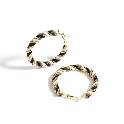 Boucles D'oreilles En Corde Torsadée Pour Femmes Et Filles, Bijoux En Tissu D'hiver De Couleur Noir Et Blanc