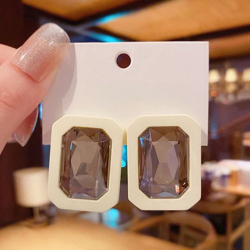 Boucles D'oreilles En Pierre De Zircon Pour Femmes, Grand Cristal Brillant, Mode, Noir, Beige, Grands Strass, Vintage, Goutte