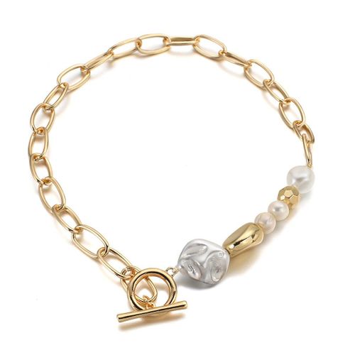 Collier Avec Chaîne Épaisse En Métal Doré Pour Femme, Bijoux Avec Pendentifs Et Perles Géométriques, Nouveau Design, Idée Cadeau