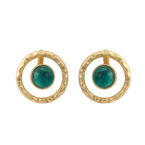 Grandes Boucles D'oreilles Rondes Pour Femmes, Mode Coréenne, Vert Opale, Rétro, Couleur Or, Bijoux Inhabituels, 2021
