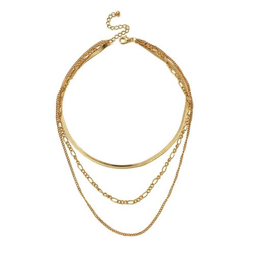 Collier Ras Du Cou Classique Plaqué Or 18k Pour Femmes, Chaîne À Chevrons Multicouches, Accessoires