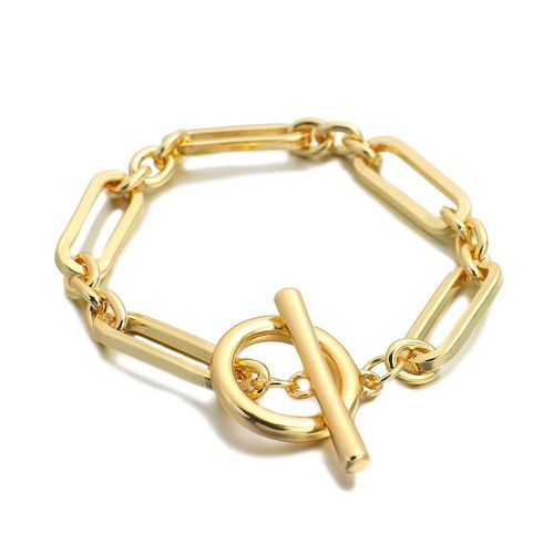 Bracelet En Alliage Métallique Pour Femmes, Chaîne À Maillons Minimaliste, Simple, Mode Exquise, Métal Doré, Boucle Ot, 2021