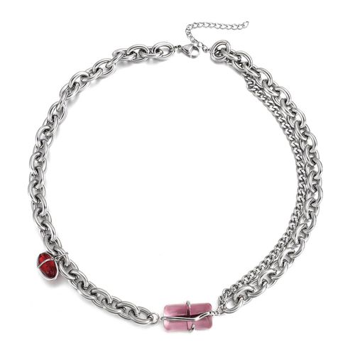 Colliers Cubain Argentés Pour Femmes, Chaîne Hip Hop, Bijoux Ras Du Cou, Strass Rose Violet, Fermoir Cz, 13mm