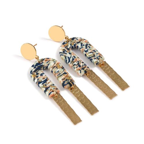 Boucles D'oreilles Multicolores En Argile Polymère, Faites À La Main, Pendentif Géométrique, Goutte D'eau, Uniques, Tendance, En Métal, 2021