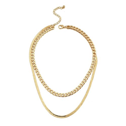 Collier Multicouches En Os De Serpent Pour Femmes, Chaîne Vintage, Couleur Or, Bordure Cubaine, Breloques, Ras Du Cou, Pull