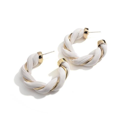 Boucles D'oreilles En Cuir Torsadé Pour Femme Et Fille, Créoles Vintage En Forme De C, Disponible En Noir Et En Blanc, Nouvelle Collection 2020