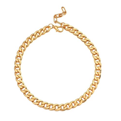 Collier En Métal Doré Pour Hommes Et Femmes, Ras Du Cou, Chaîne À Mailles Cubaines, Style Punk De Base, Vintage, Pour Couple
