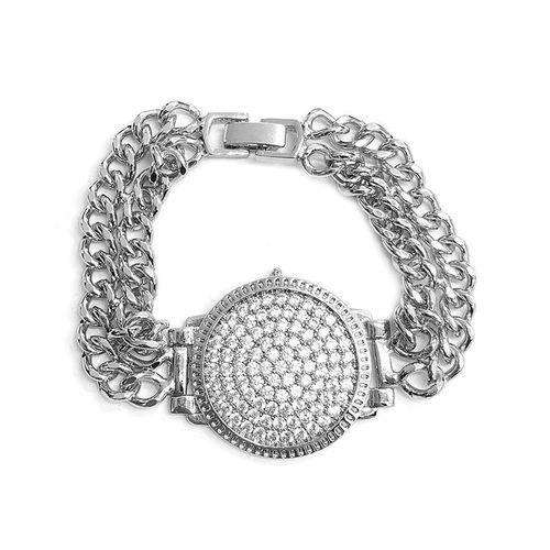 Bracelet À Breloques Pour Homme Et Femme, Bijou Hip Hop, Rond, Plein De Cristal, Pavé, Unisexe, Miami, Cubain, Chaîne Brillante, Doré