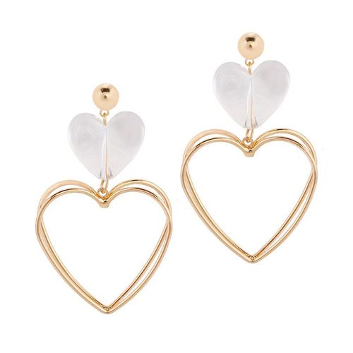 Boucles D'oreilles Double C¿Ur Pour Femmes, En Alliage, En Acrylique Transparent Exagéré, Pendentif Goutte, Nouveau Design, 2021