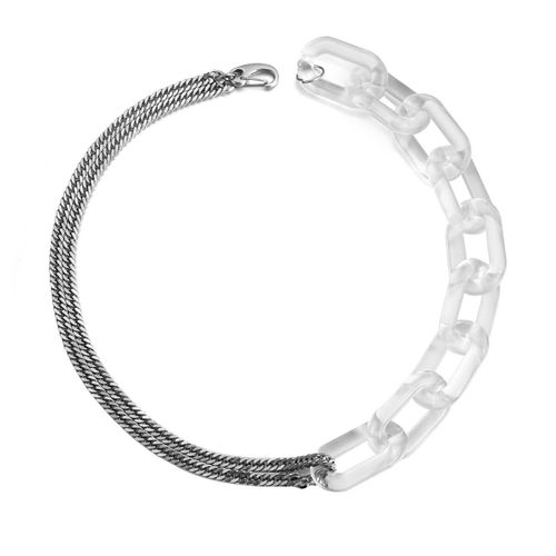 Collier En Acrylique Transparent Pour Hommes Et Femmes, Chaîne En Métal Unique, Ras Du Cou, Boîte De Nuit