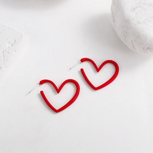 Boucles D'oreilles Géométriques En Forme De C¿Ur Et De N¿Ud Papillon Pour Femme, En Perle, Cristal, Émail, Résine Rouge, Cadeau De Noël, Saint-Valentin