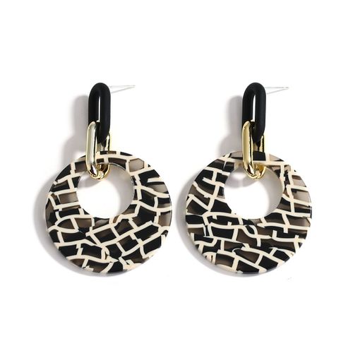 Boucles D'oreilles Géométriques En Acrylique Pour Femmes, Treillis Noir, Pendentif Exagéré, Bijoux Cadeaux, 2021