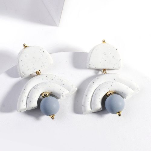 Boucles D'oreilles Pendantes En Argile Polymère Pour Femmes, Bijoux Fantaisie, Uniques, Blanches, Perle Géométrique, Nouvelle Collection