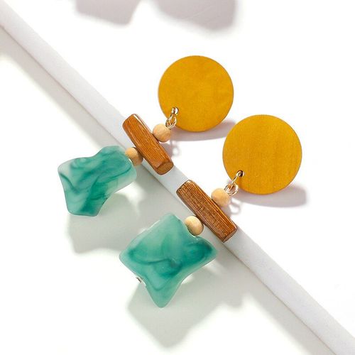 Boucles D'oreilles Géométriques En Bois Pour Femmes, Irrégulières, Style Bohème, Bijoux Gif