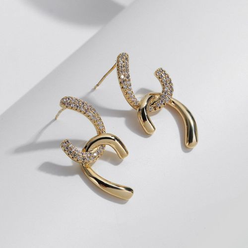 Boucles D'oreilles Géométriques Irrégulières En Métal Doré Et Cristal Pour Femmes, Bijoux À Breloques De Fête, Tendance Et Luxueux, 2021