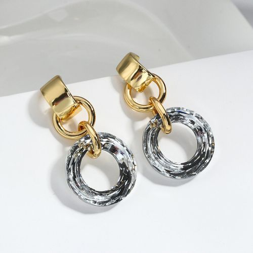 Boucles D'oreilles Rondes En Cristal Pour Femmes, Bijoux Tendance En Métal Transparent, Couleur Or, Formes Géométriques