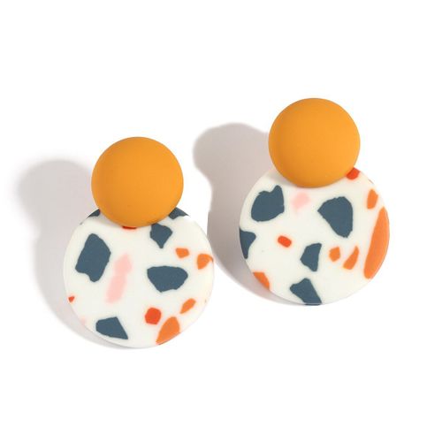 Boucles D'oreilles Rondes En Argile Polymère, Fait À La Main, Graffiti, Pendentif Unique En Acrylique Transparent, Bijoux Cadeaux