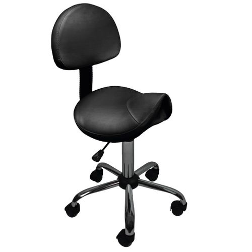 Vivezen - Tabouret Ergonomique À Roulettes Avec Dossier Réglable En Hauteur De 55 À 68 Cm Et Pivotable À 360° - Noir