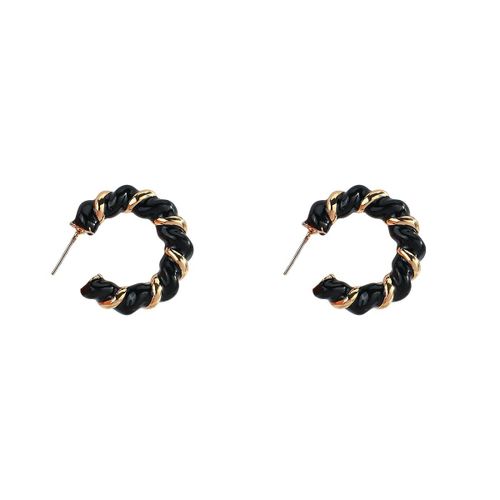 Boucles D'oreilles En Céramique Torsadées De Type C Pour Femmes, En Forme De Cercle Géométrique, Tendance, Noir Et Blanc, Bijoux De Fête, 2021