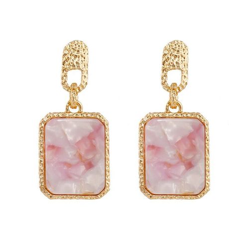 Boucles D'oreilles En Métal Pour Femmes Et Filles, Forme Carrée, Rose, Minimaliste, Géométrique, Longue, Pendentif Tendance, Bijoux, Vente En Gros, 2021