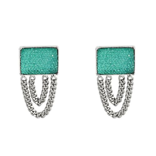 Boucles D'oreilles Vintage Pour Femmes, Chaîne En Résine Bleue, Longues Pampilles, Pendentif Géométrique À La Mode, Bijoux Cadeau De Fête