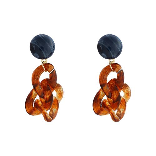 Boucles D'oreilles En Chaîne Acrylique Transparente Marron Pour Femmes, Grande Chaîne Géométrique Irrégulière, Pendentif Irrégulier, Bijoux À La Mode