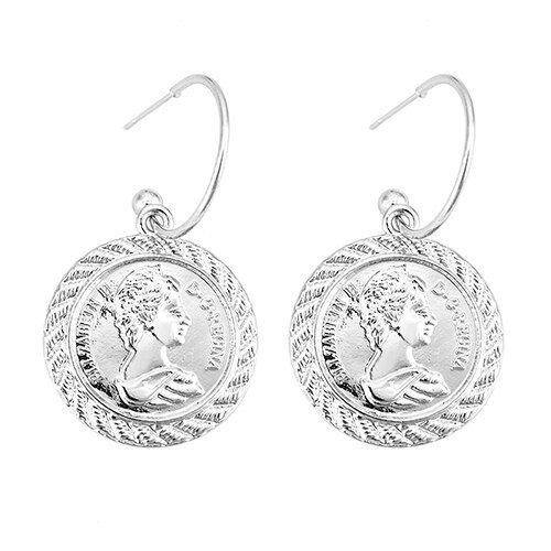 Boucles D'oreilles Rondes Et Exquises Pour Femmes, Bijoux Classiques De Fête, Style Rétro, Portrait Gravé