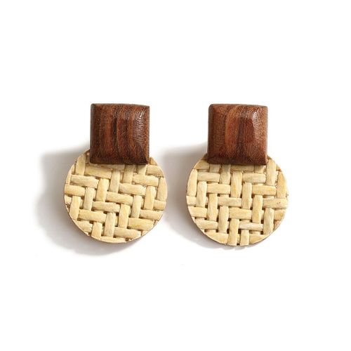 Boucles D&#39oreilles Bohèmes Pour Femmes, En Bois, Rondes, Faites À La Main, Pendentif Géométrique, Bijoux Rétro, Tendance, 2021