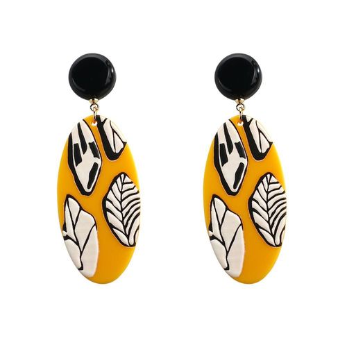 Boucles D&#39oreilles Ovales Acryliques Pour Femmes, Bijoux Coréen, Pendentif Jaune, Tendance 2021