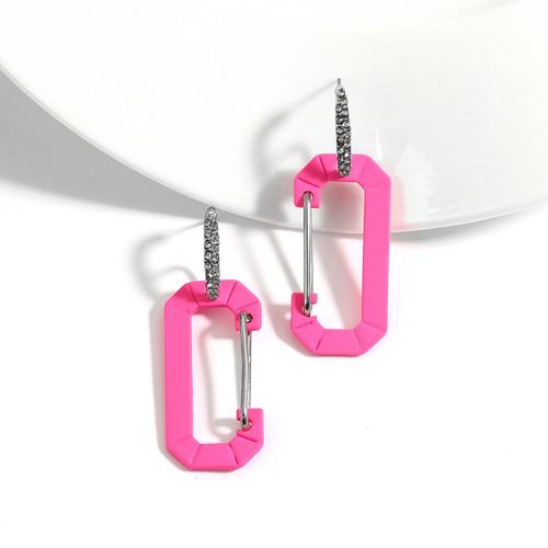 Boucles D'oreilles Pendantes En Acrylique Rose Pour Femmes, Bijoux Féminins, Forme Carrée, Strass Géométrique