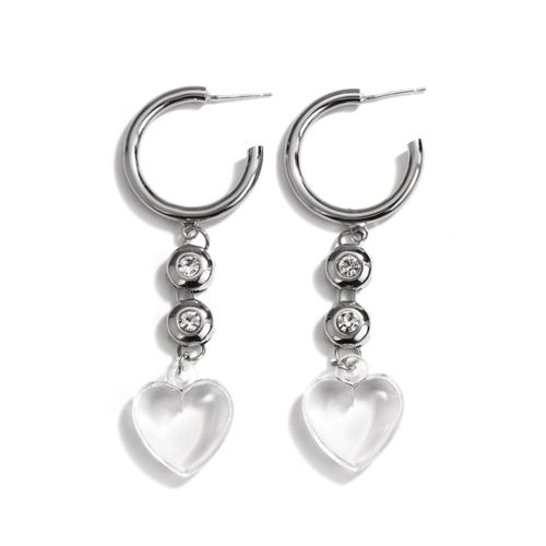 Boucles D'oreilles En Forme De C¿Ur Pour Femmes, Bijoux En Cristal Acrylique Transparent, Long, Goutte D'eau, Chaîne En Argent, Tendance, 2021