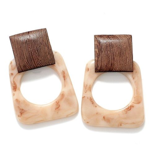Boucles D'oreilles Carrées En Bois Acrylique Pour Femmes, En Résine, Pendentif, Bijoux De Fête, Vente En Gros, 2021
