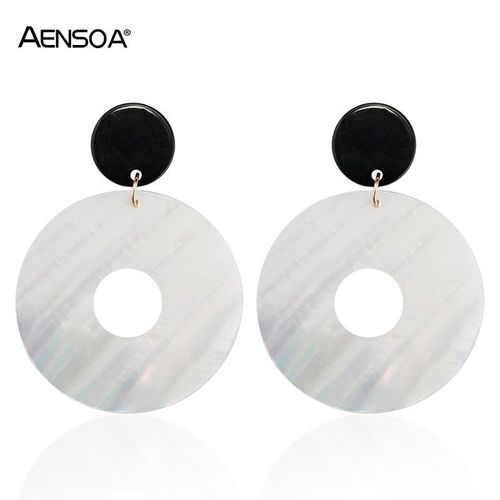 Boucles D'oreilles Rondes En Acrylique Pour Femmes, Pendentif Classique Blanc, Bijoux