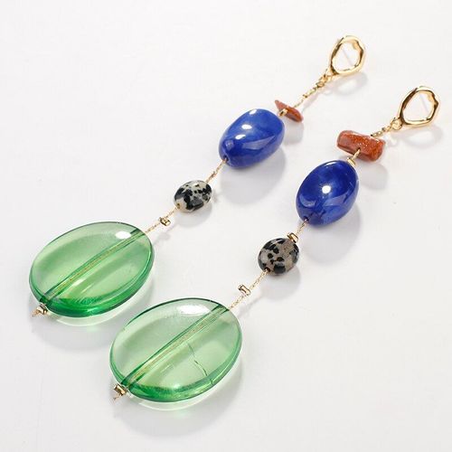 Boucles D'oreilles Vintage En Chaîne De Cristal Pour Femmes, Bijoux De Fête, Super Beau Tempérament, Pendentif En Bois De Couleur À La Mode