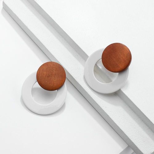 Boucles D'oreilles En Bois Acrylique Pour Femmes, Pendentif Rond Classique, Luxe, Simple, Bijoux Tendance, 2021