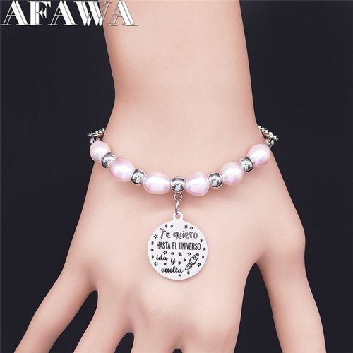Bracelets En Acier Inoxydable Avec Perles D'eau Douce Roses Pour Femmes, Breloques, Bijoux