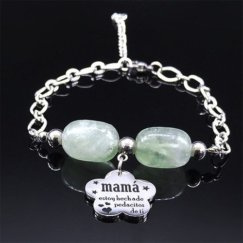 Bracelets En Acier Inoxydable Fluorite 2021 Pour Femmes Et Enfants, Chaîne De Perles En Acier Inoxydable Couleur Argent, Bijoux B1907s01