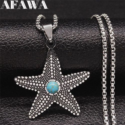 Collier Bohème En Acier Inoxydable Pour Femmes, Chaîne En Pierre Verte, Étoile De Mer, Bijoux, 2021